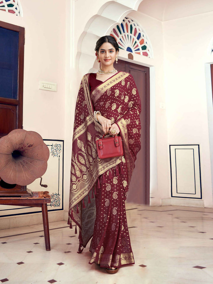 DISHA MAROON VISCOSE SAREE