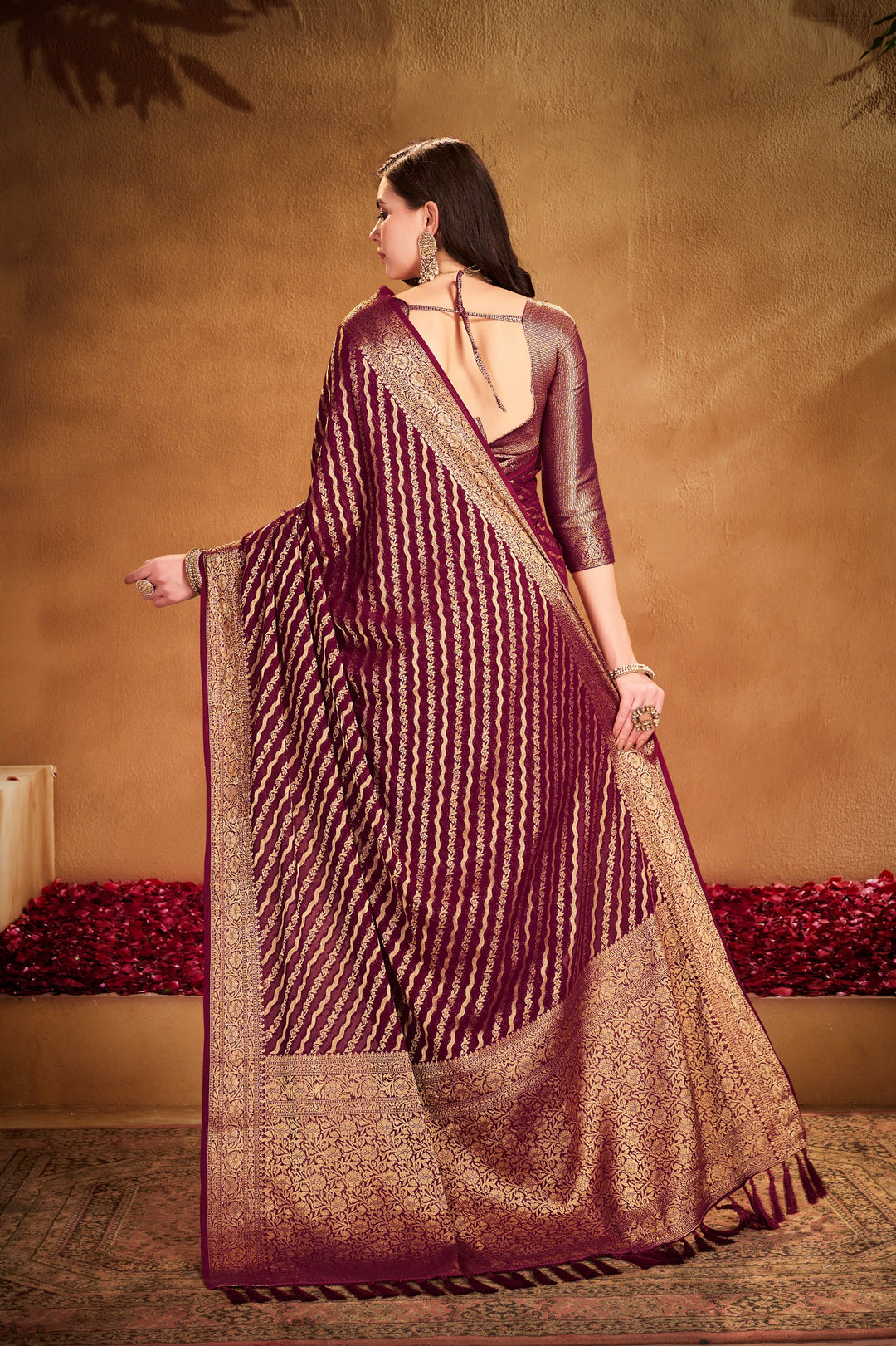 Garima 1 Maroon Viscose Saree