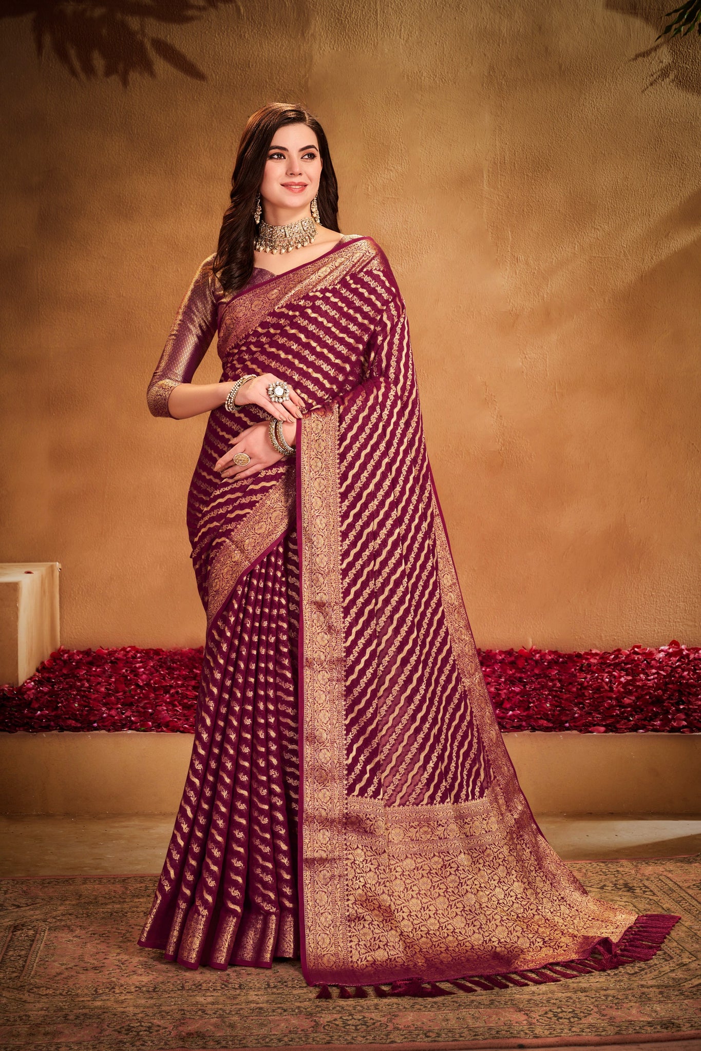Garima 1 Maroon Viscose Saree