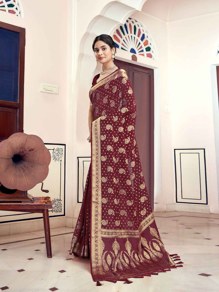 DISHA MAROON VISCOSE SAREE