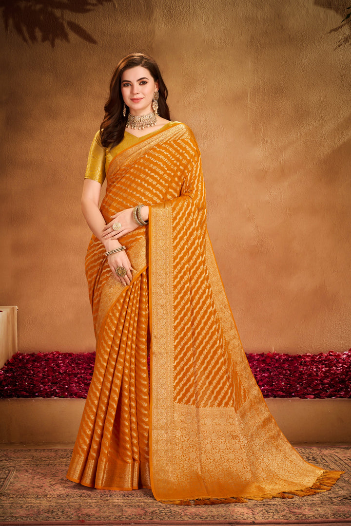 Garima 1 Mustard Viscose Saree