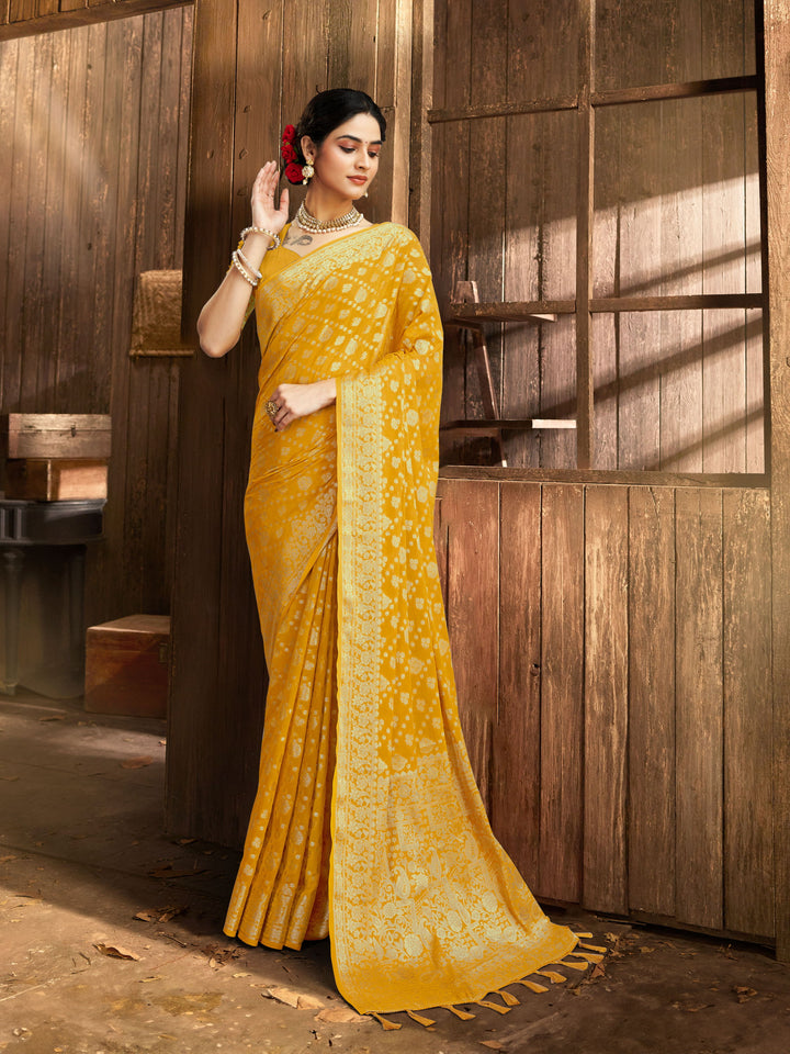 SUSHMA YELLOW VISCOSE SAREE