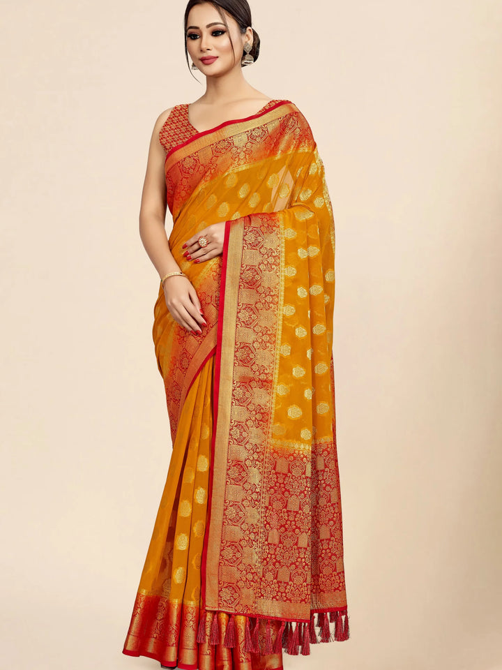 Flourious Pure Georgette Designer Saree for wedding with Siroski work