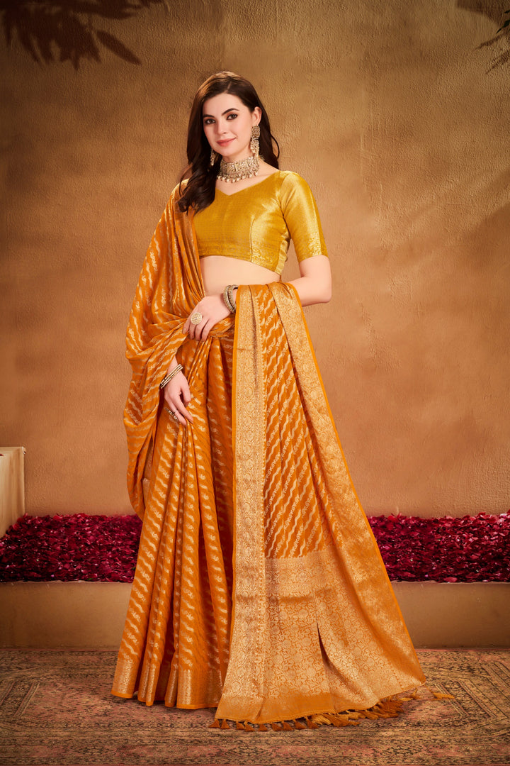 Garima 1 Mustard Viscose Saree