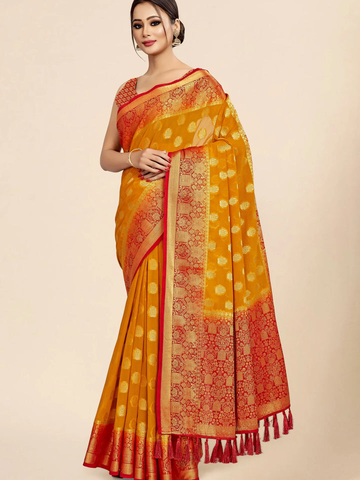 Flourious Pure Georgette Designer Saree for wedding with Siroski work