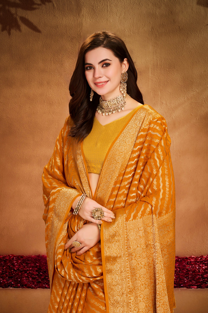 Garima 1 Mustard Viscose Saree