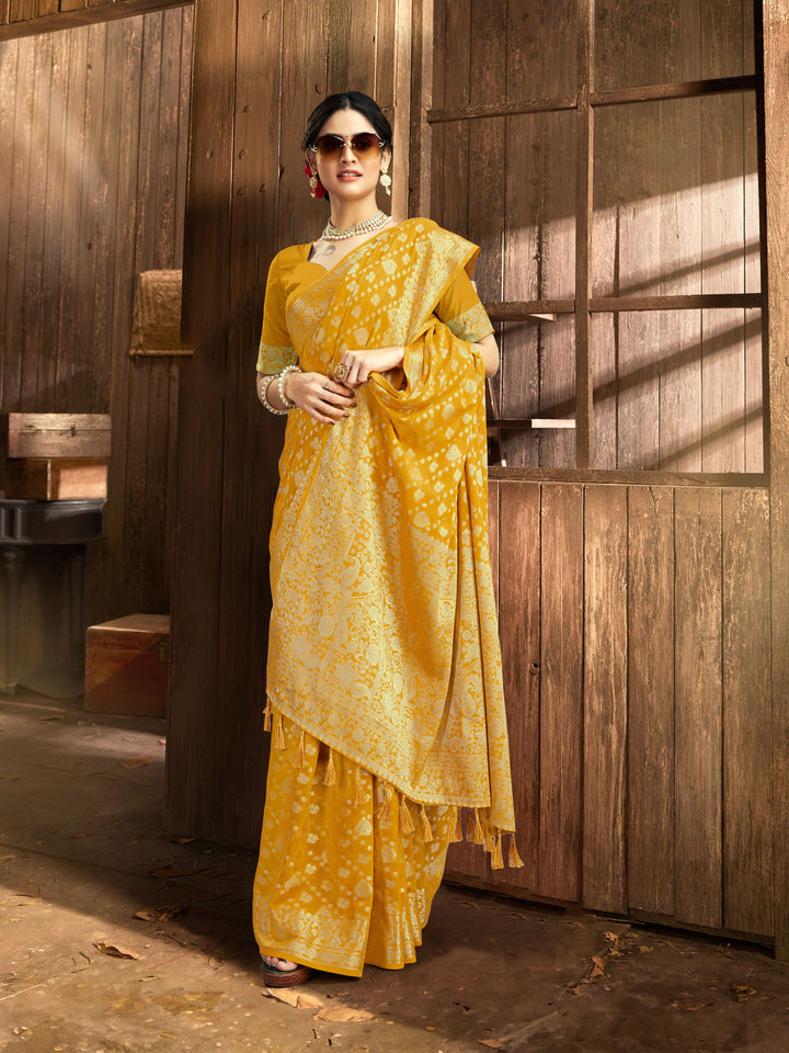 SUSHMA YELLOW VISCOSE SAREE