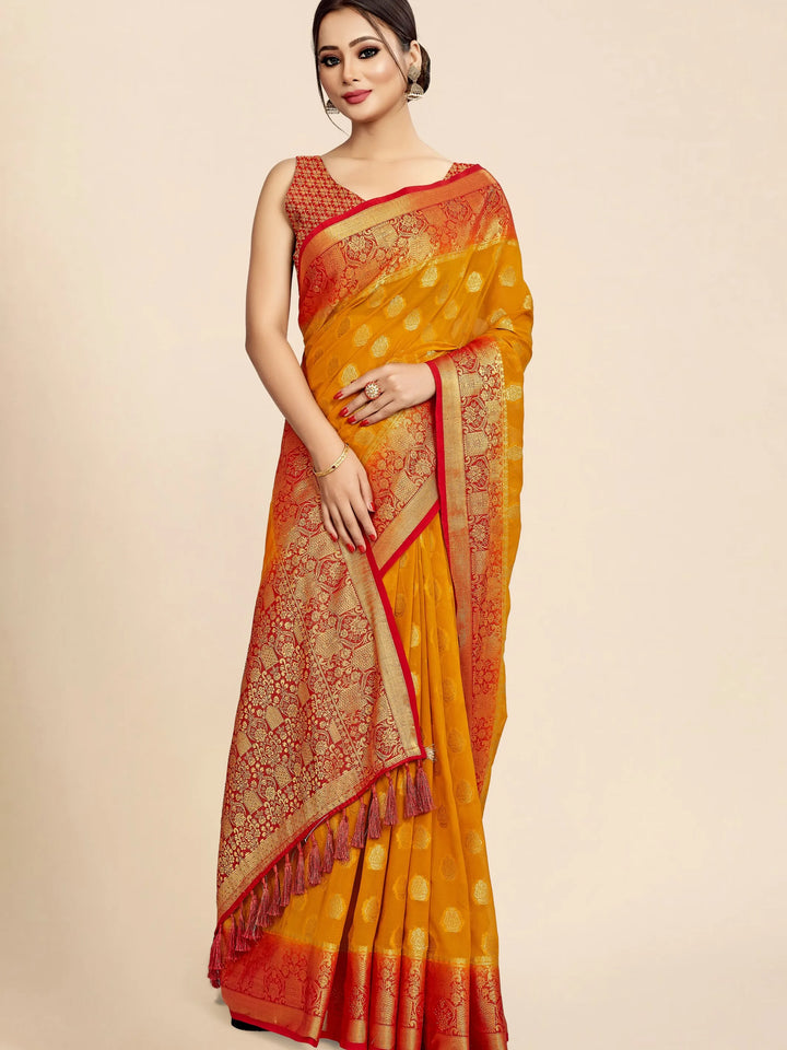 Flourious Pure Georgette Designer Saree for wedding with Siroski work