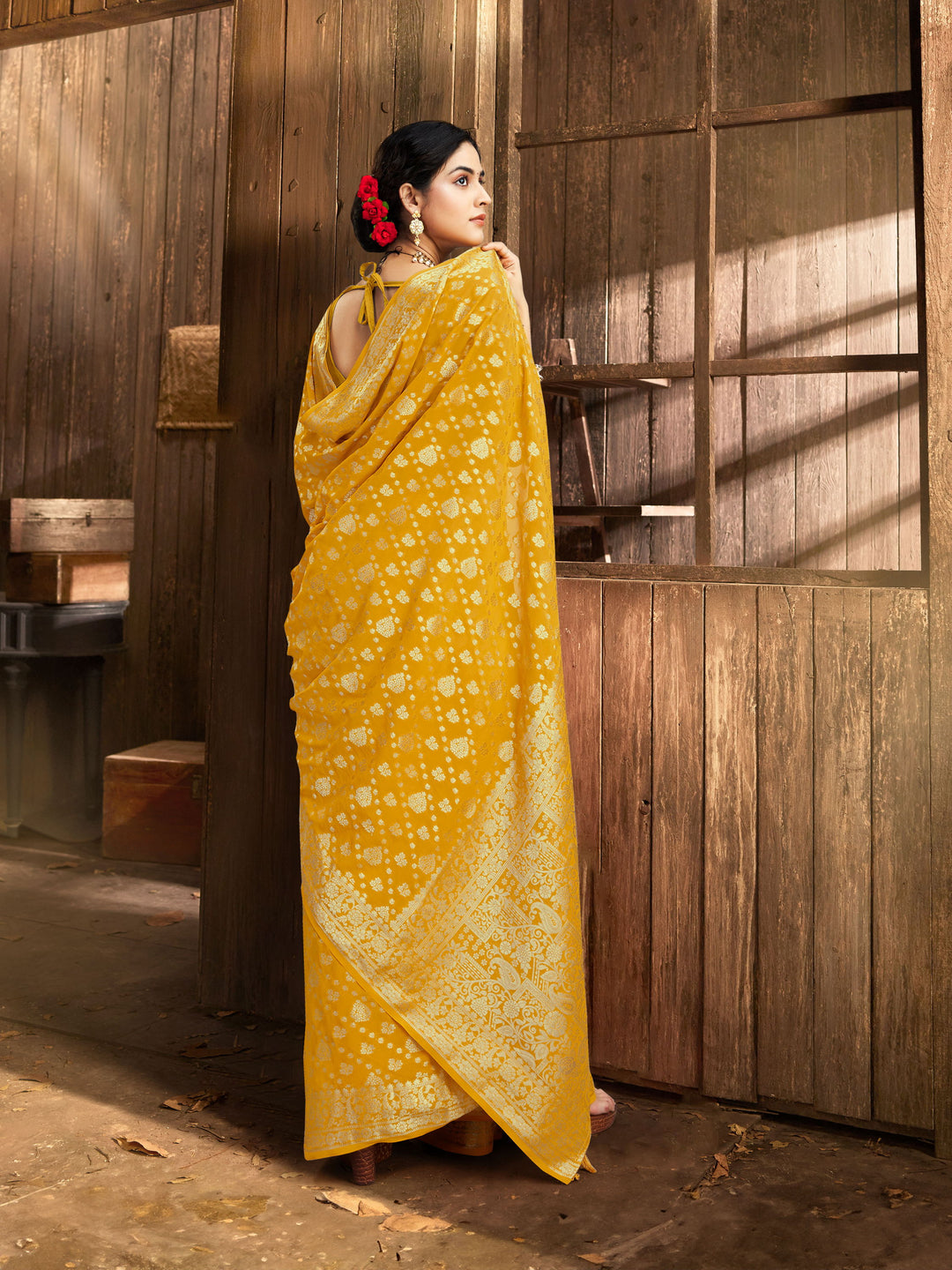 SUSHMA YELLOW VISCOSE SAREE