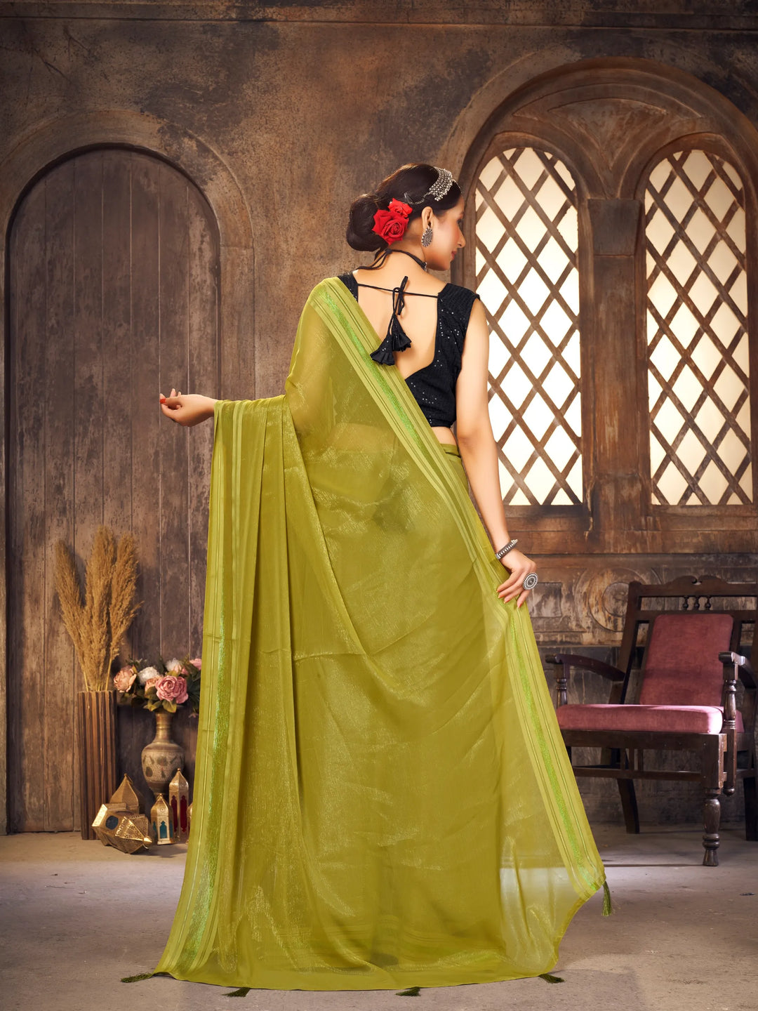 Saaj Olive Simmer Saree