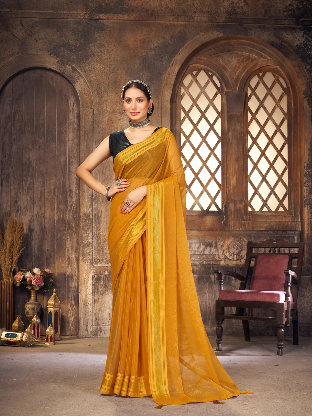 Saaj Mustard Simmer Saree