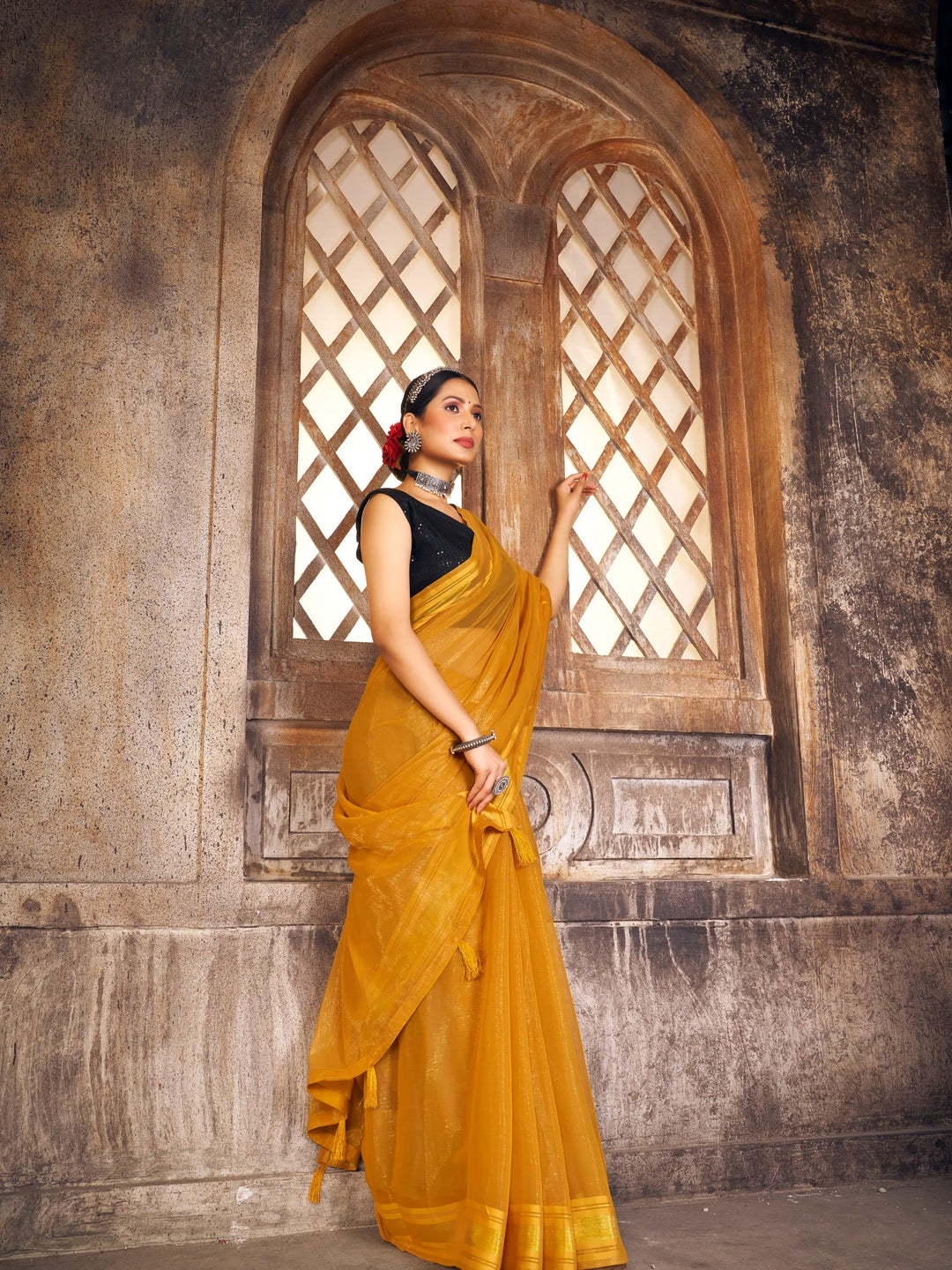 Saaj Mustard Simmer Saree