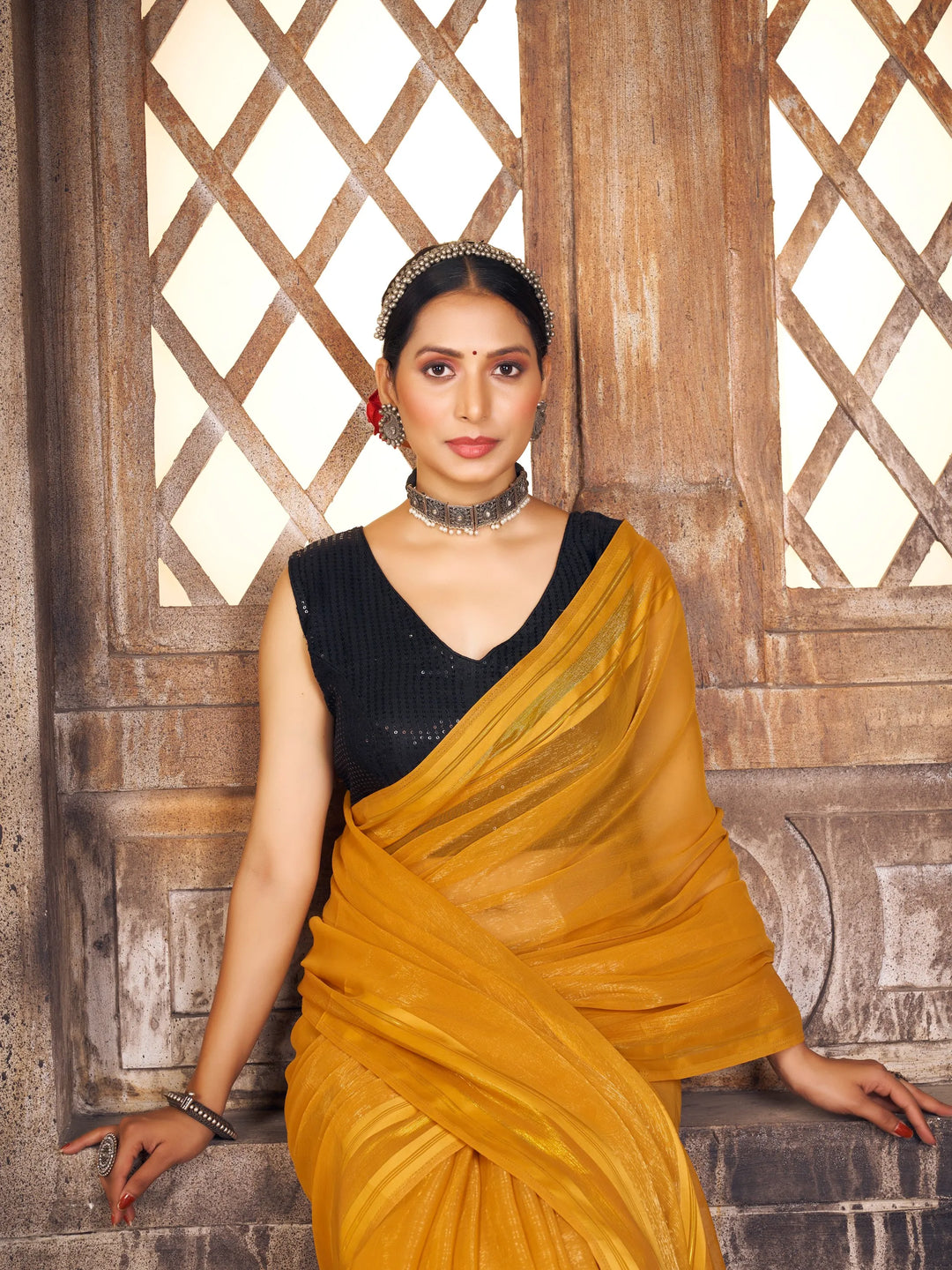 Saaj Mustard Simmer Saree