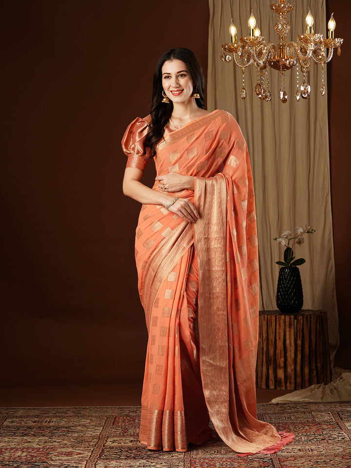 ROSHNI PEACH VISCOSE SAREE