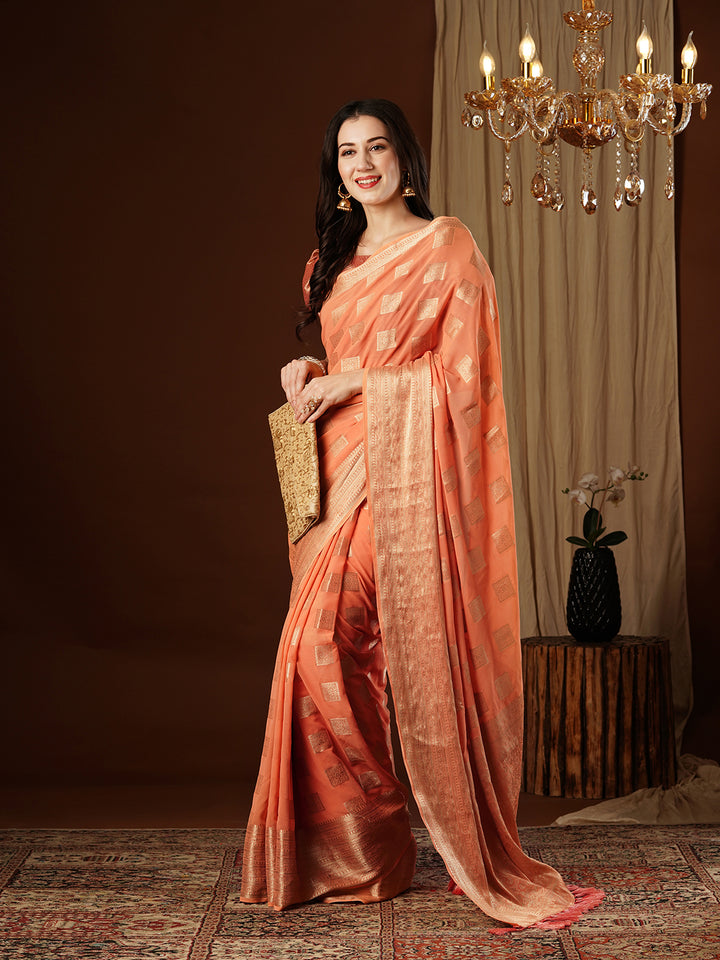 ROSHNI PEACH VISCOSE SAREE