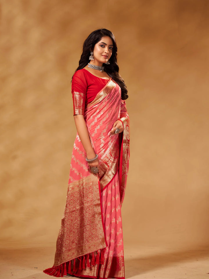 Anchal 3 Peach pure viscose saree