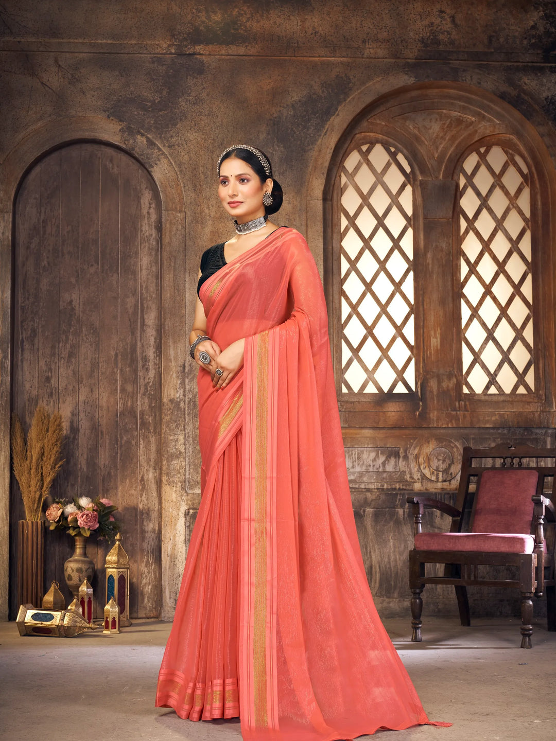 Saaj Orange Simmer Saree