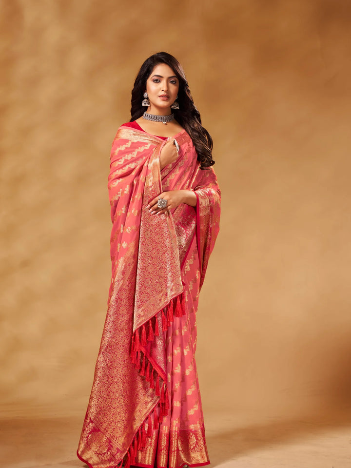 Anchal 3 Peach pure viscose saree