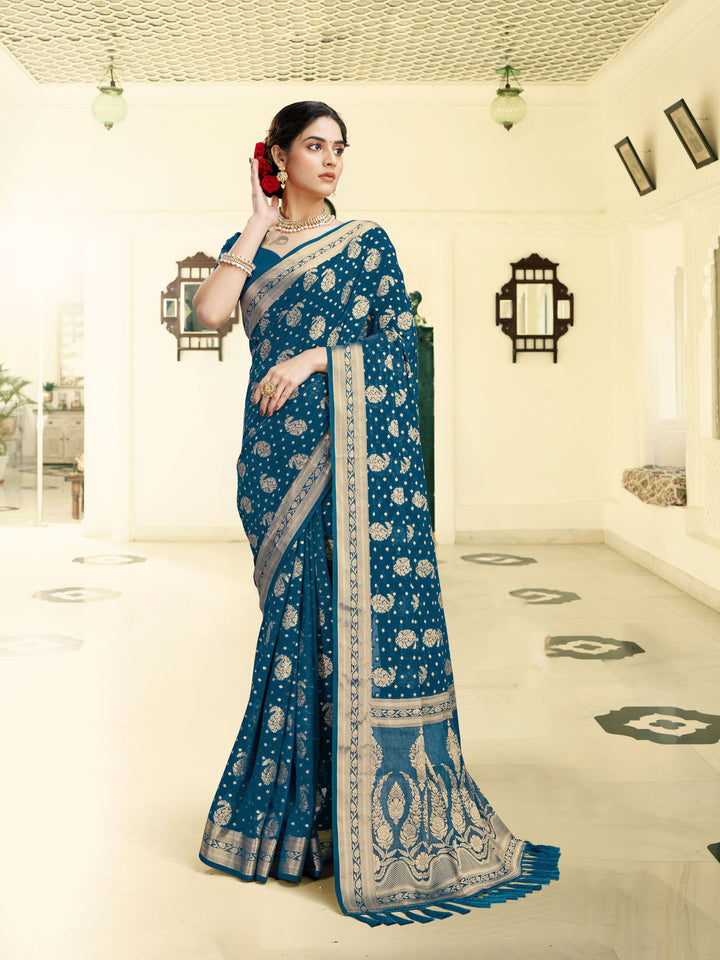 DISHA PETROLEUM BLUE VISCOSE SAREE