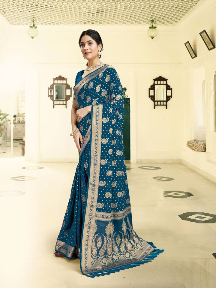 DISHA PETROLEUM BLUE VISCOSE SAREE