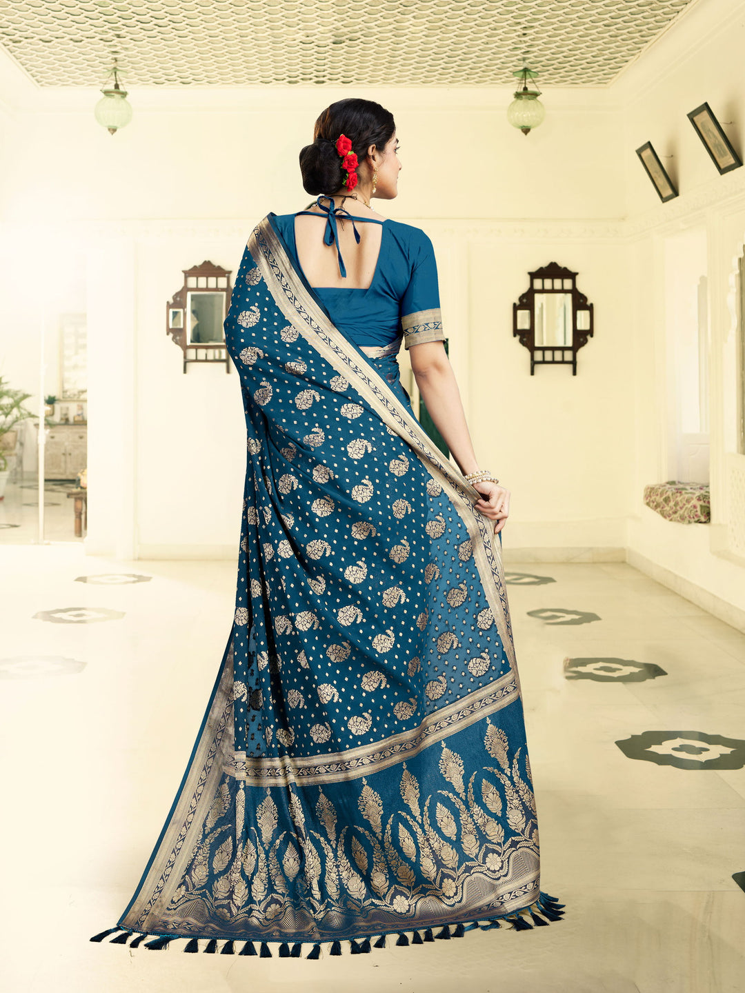 DISHA PETROLEUM BLUE VISCOSE SAREE