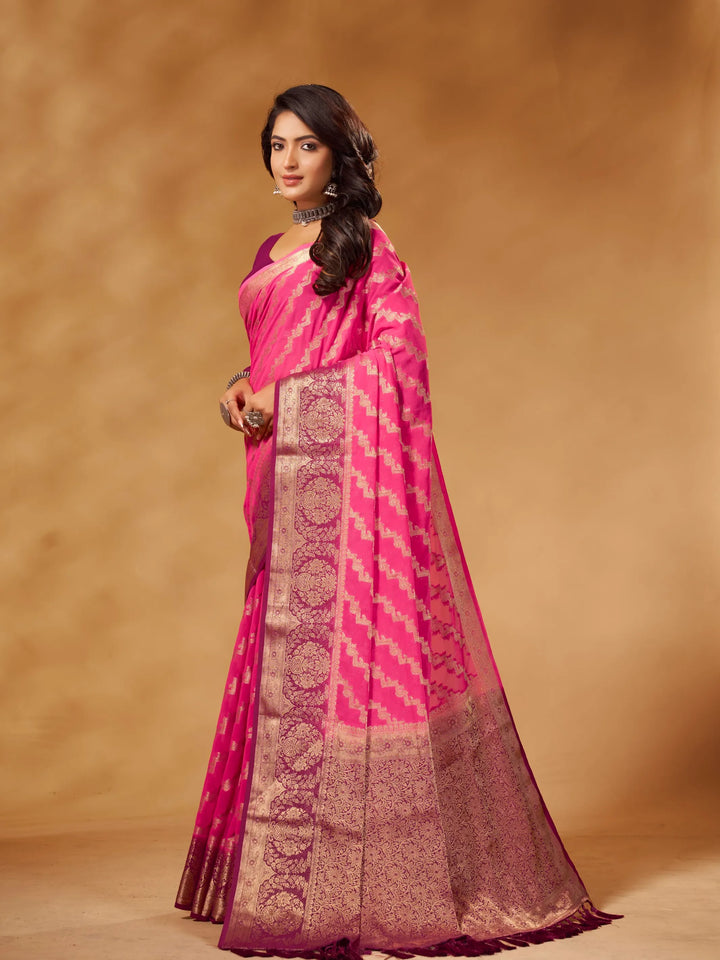 Anchal 3 Pink pure viscose saree