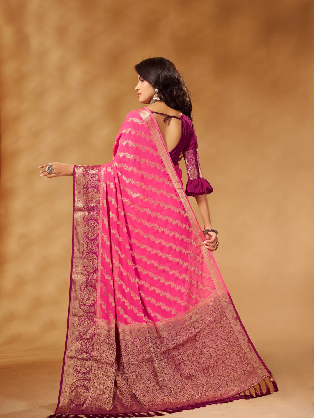 Anchal 3 Pink pure viscose saree