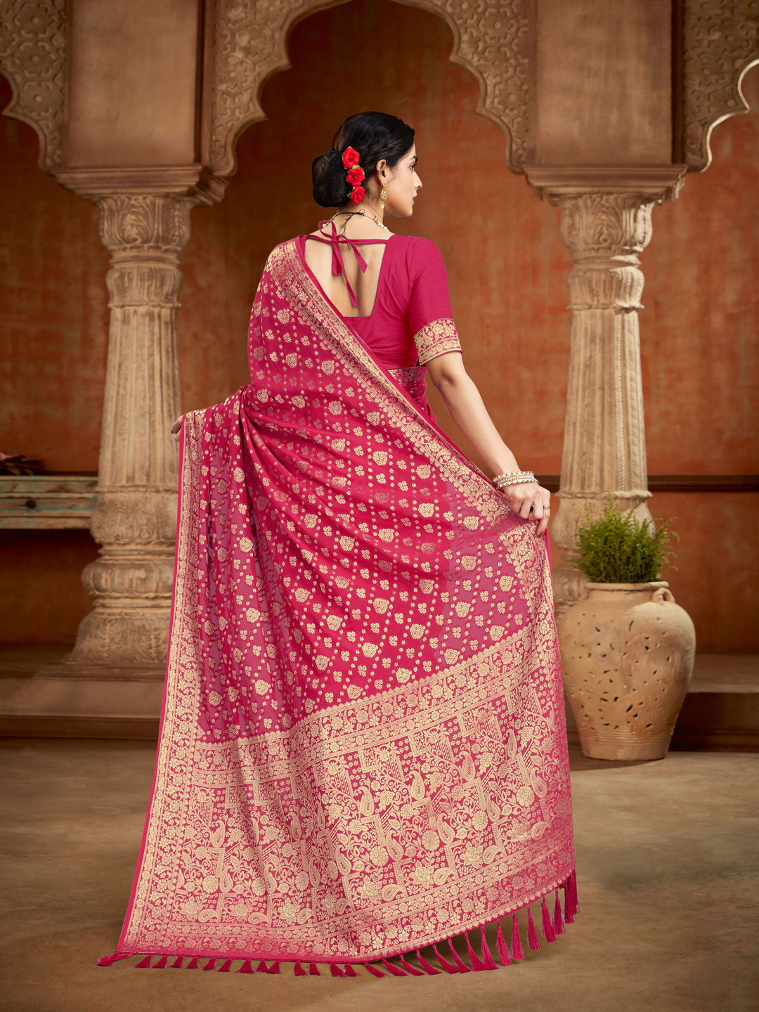 SUSHMA PINK VISCOSE SAREE