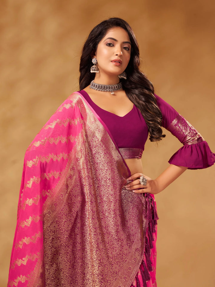 Anchal 3 Pink pure viscose saree