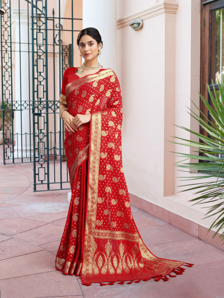 DISHA RED VISCOSE SAREE