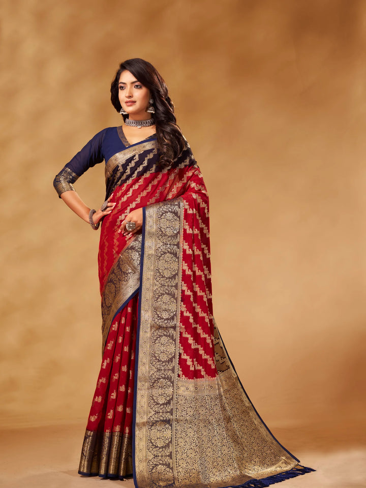 Anchal 3 Red pure viscose saree