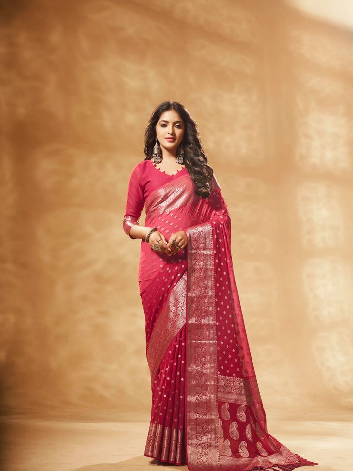 Bindia 3 Red pure viscose saree