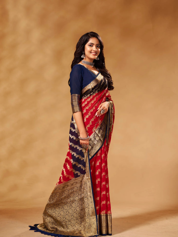 Anchal 3 Red pure viscose saree