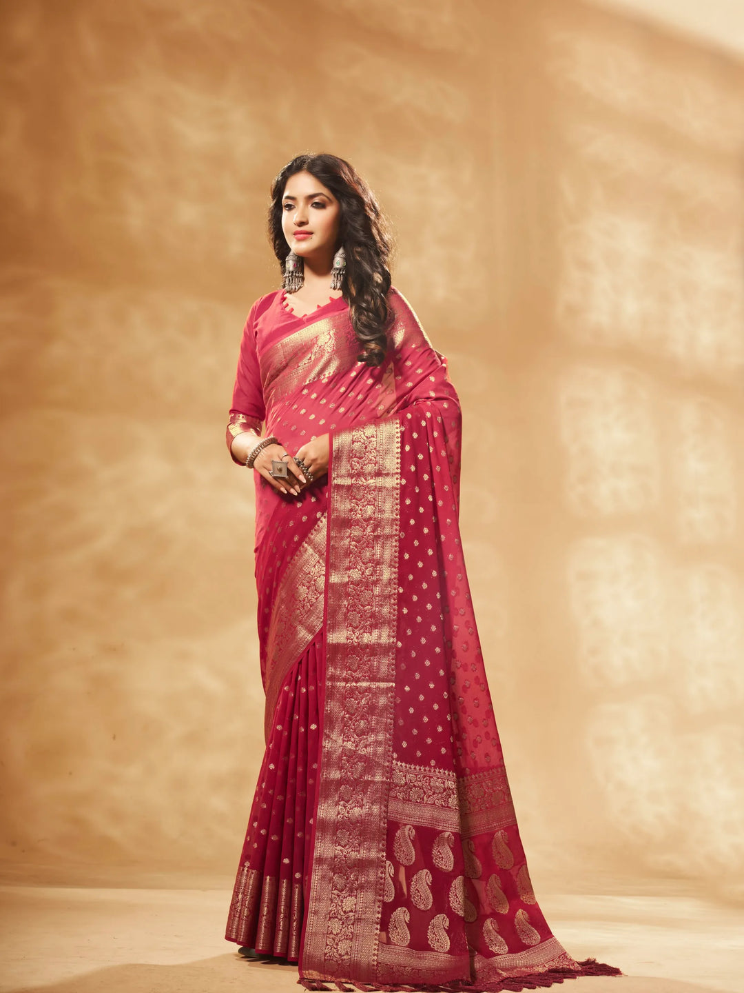 Bindia 3 Red pure viscose saree