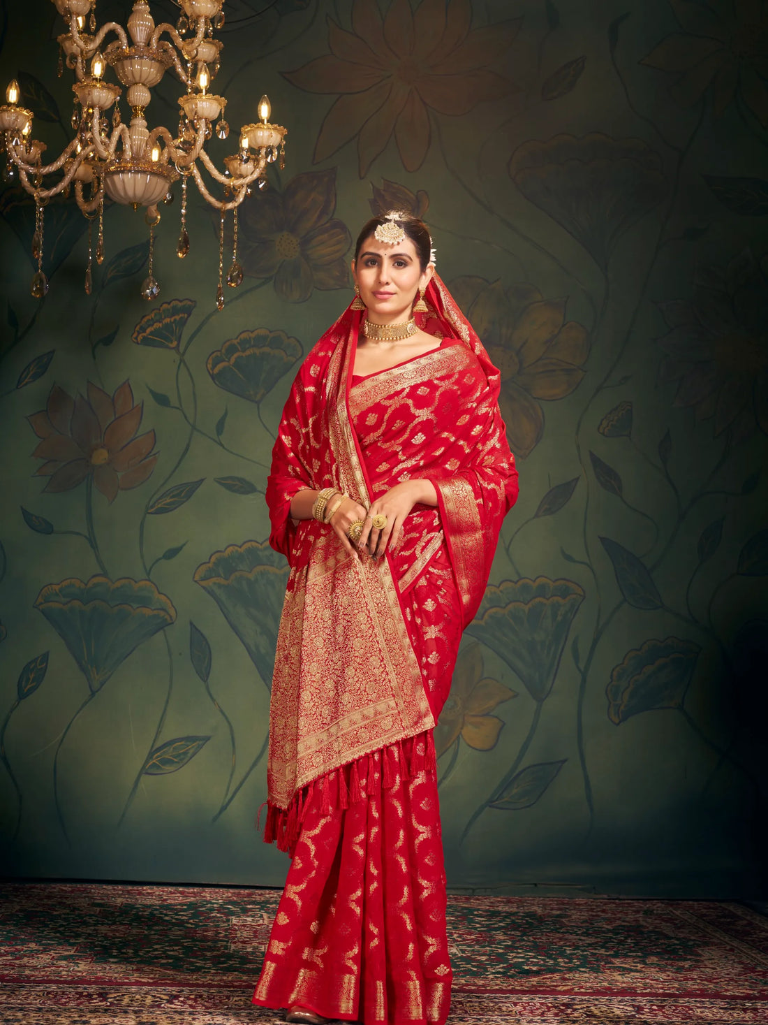 RANGAT Red Pure viscose Georgette saree