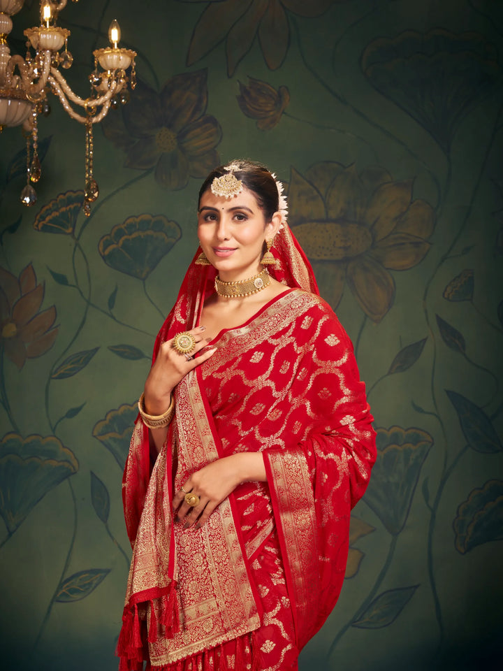 RANGAT Red Pure viscose Georgette saree