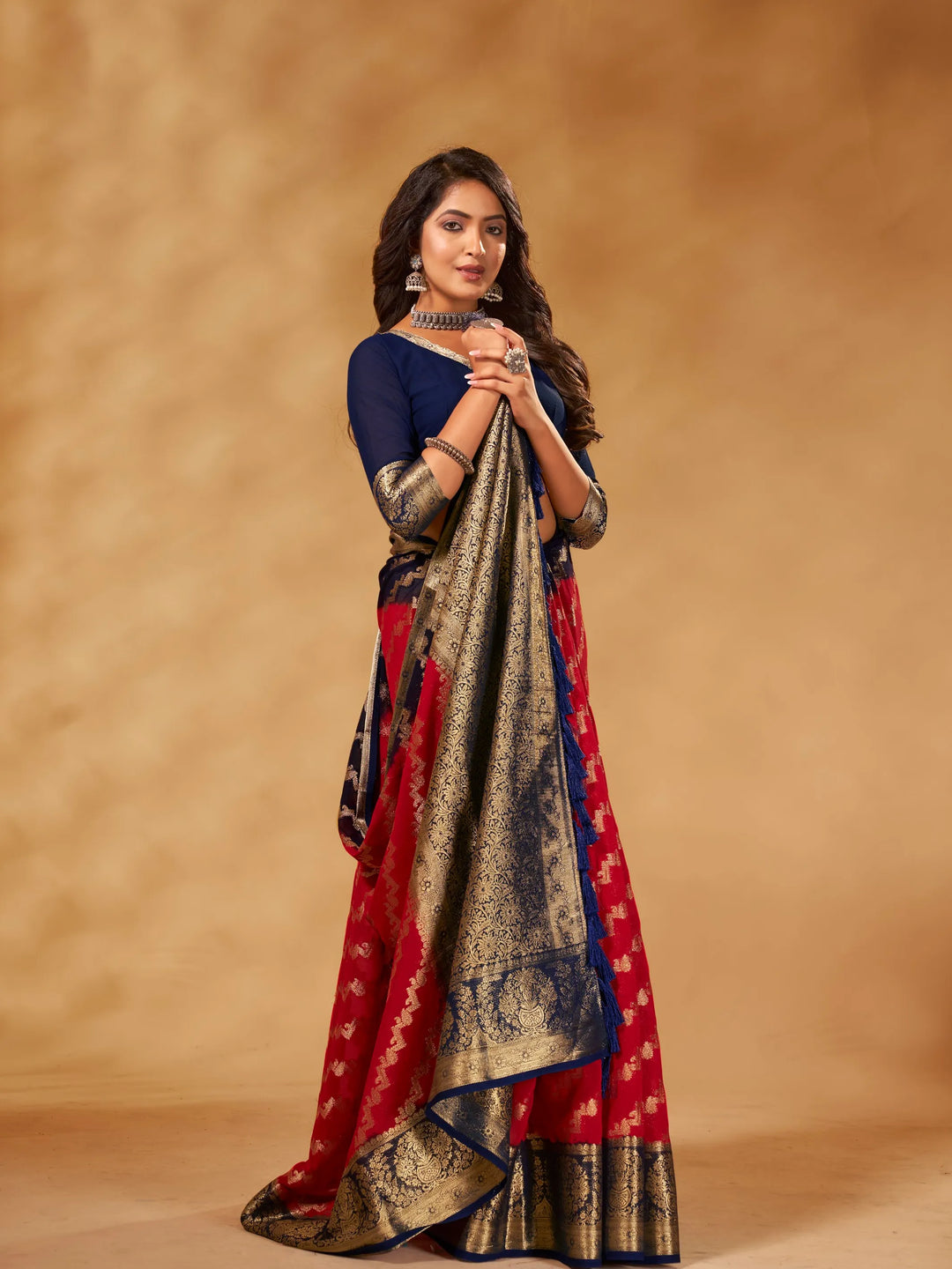 Anchal 3 Red pure viscose saree