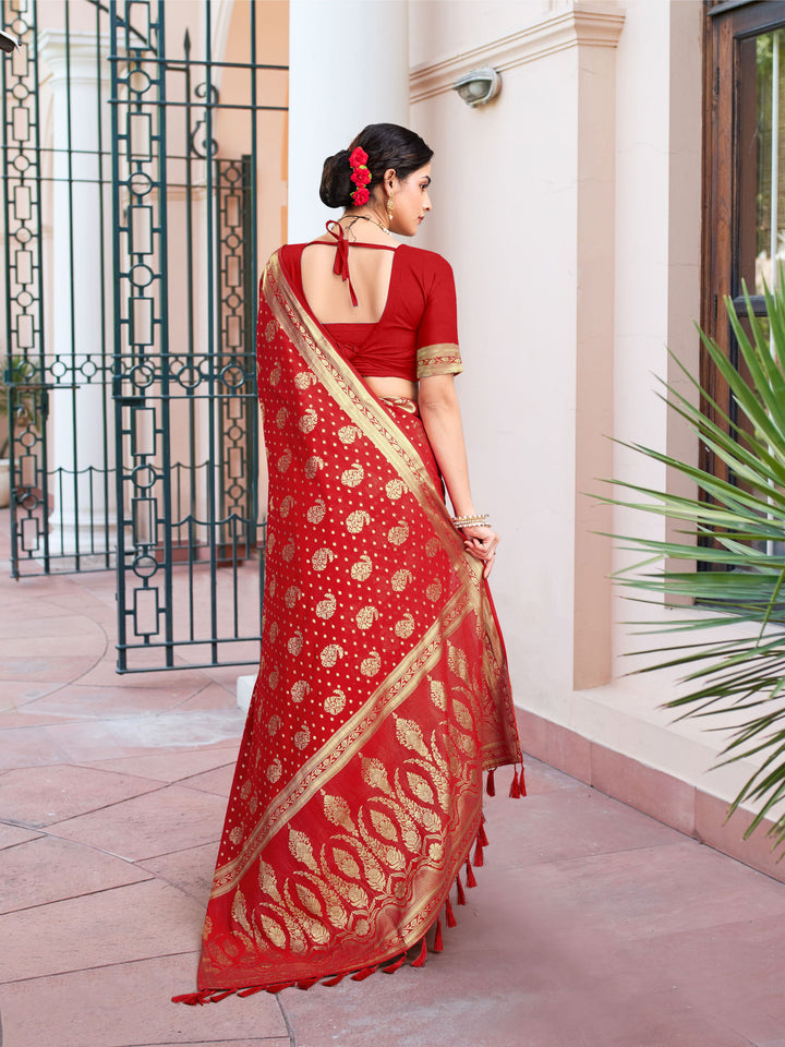 DISHA RED VISCOSE SAREE