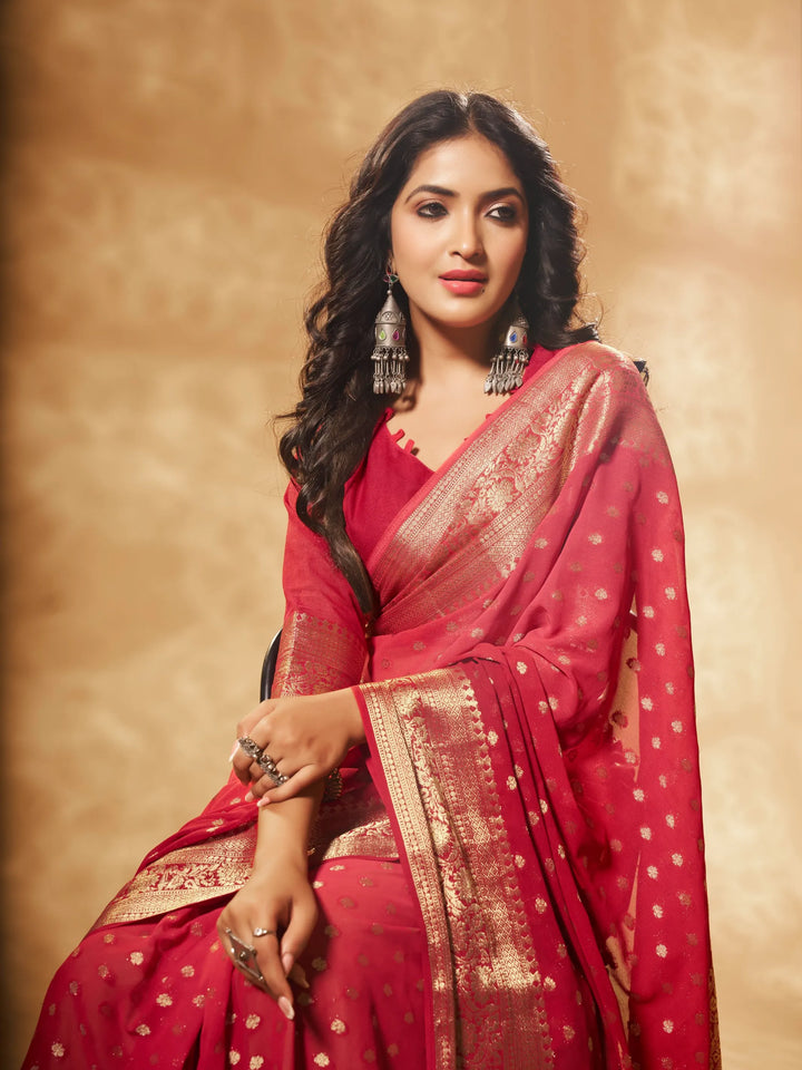 Bindia 3 Red pure viscose saree