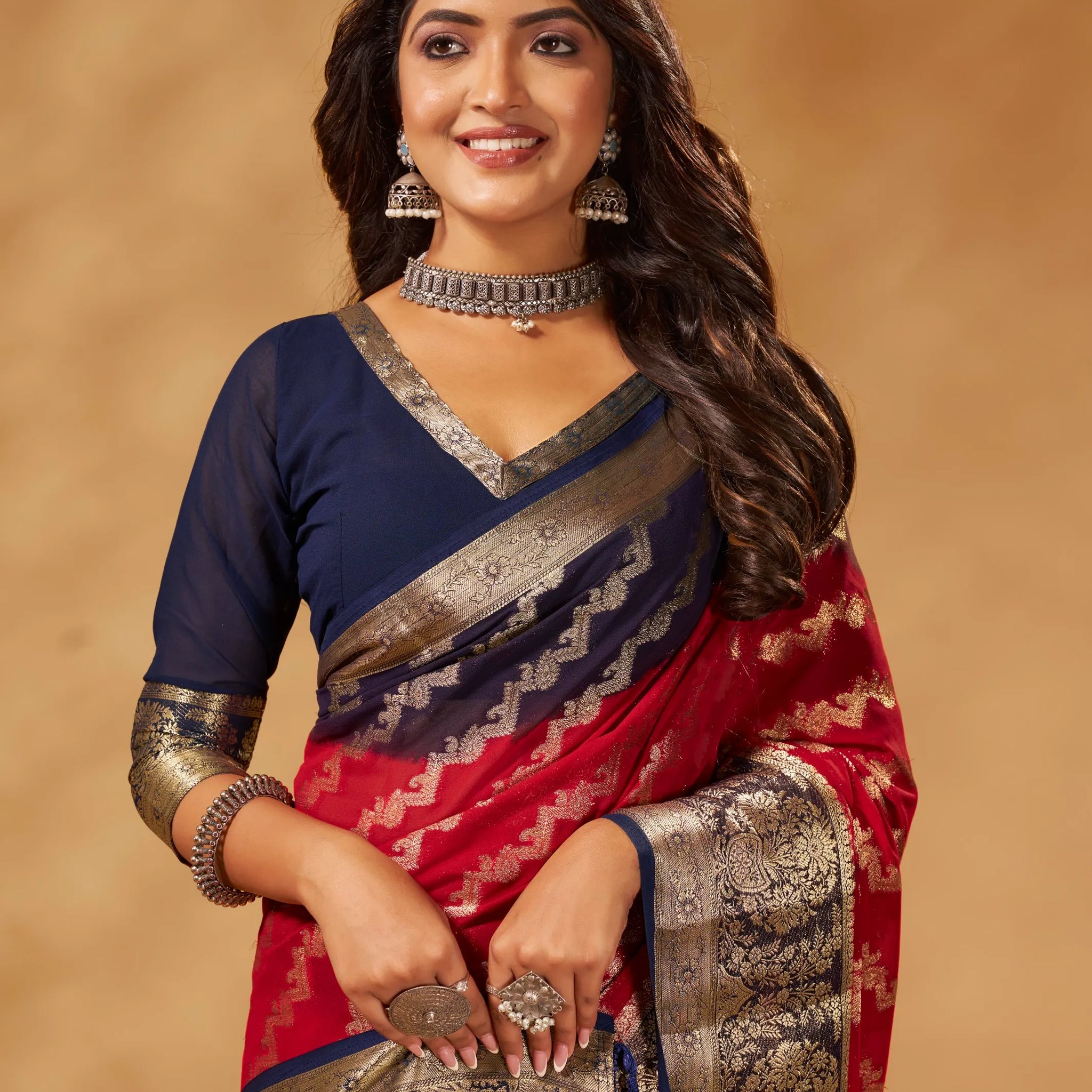 Anchal 3 Red pure viscose saree