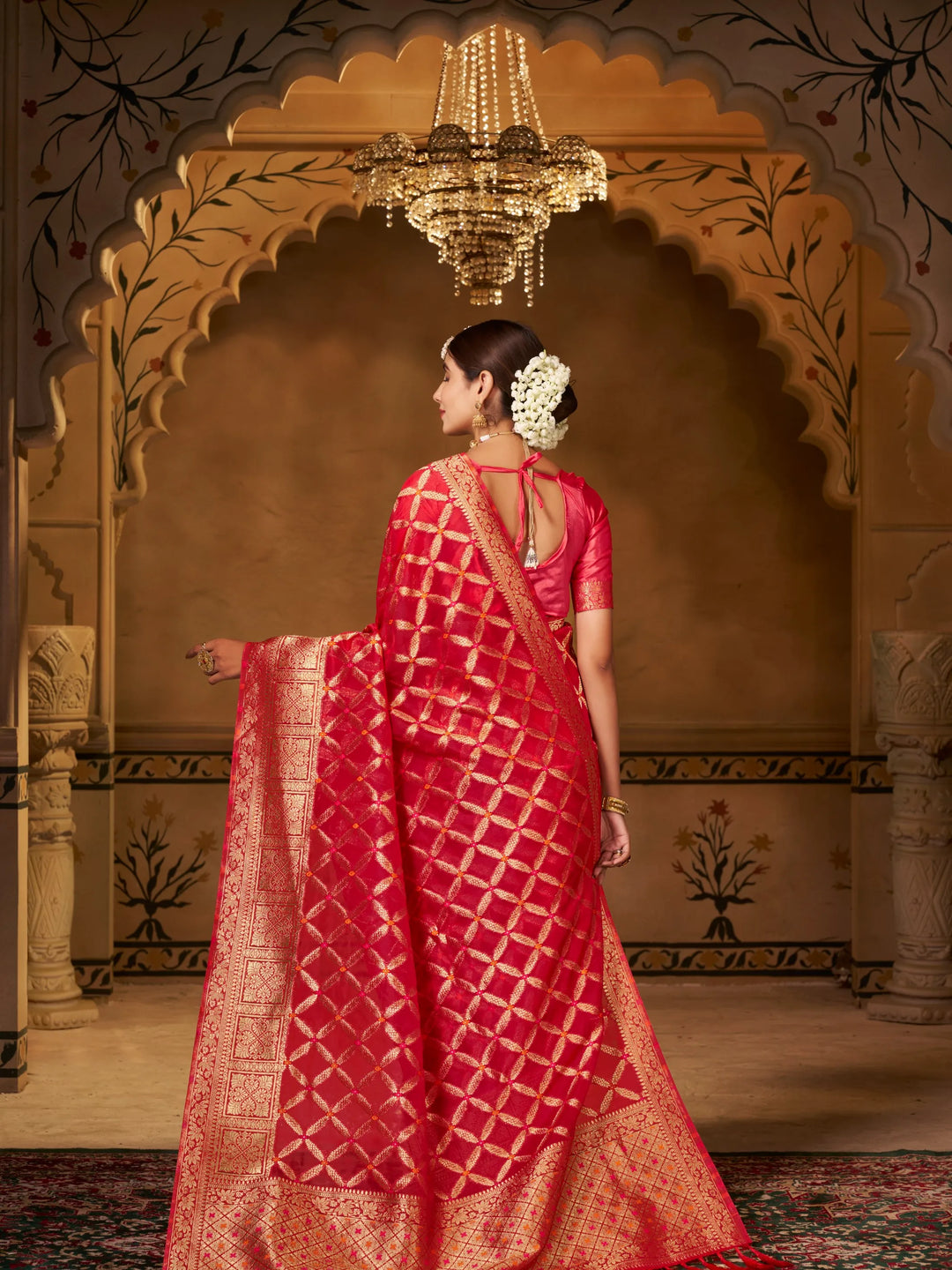 Varsha Red Pure Organza Saree for Wedding