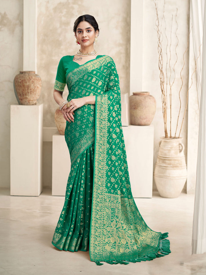 SUSHMA SEA GREEN VISCOSE SAREE