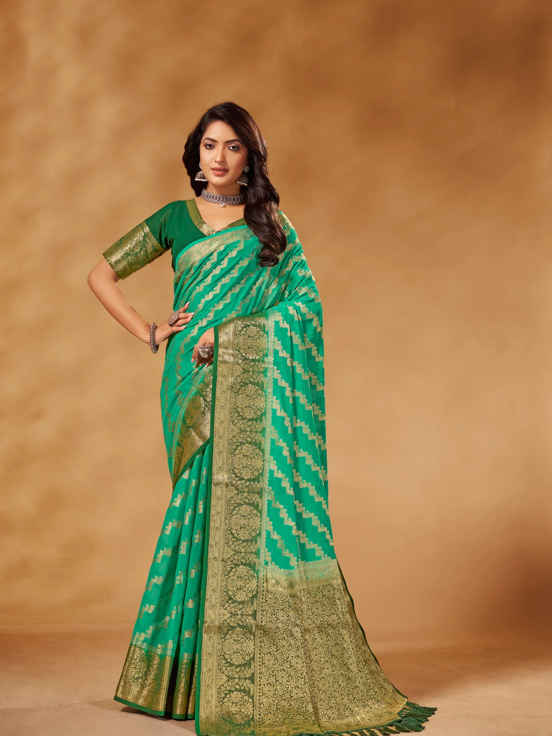 Anchal 3 Sea Green pure viscose saree