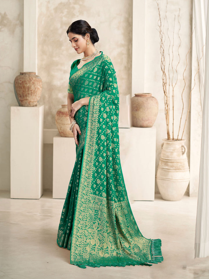 SUSHMA SEA GREEN VISCOSE SAREE