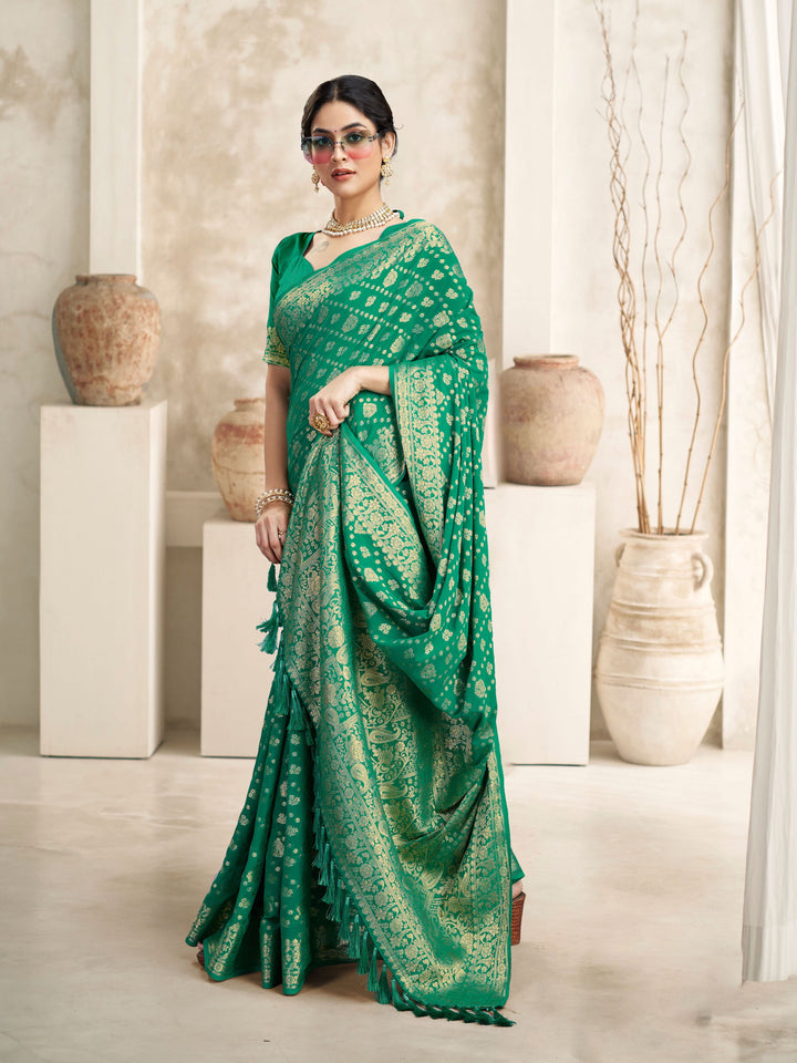 SUSHMA SEA GREEN VISCOSE SAREE