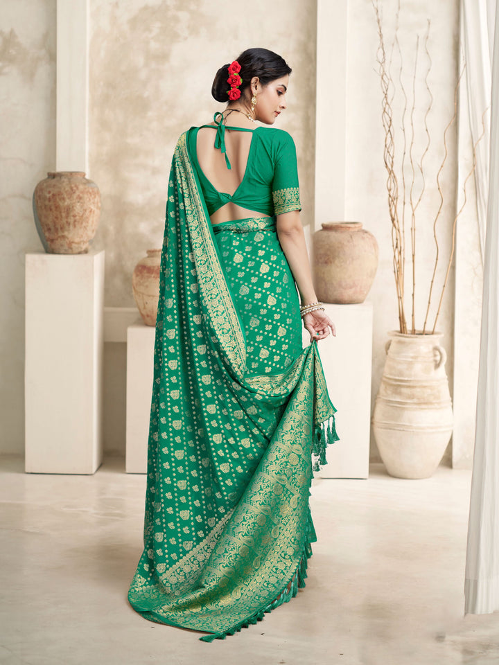 SUSHMA SEA GREEN VISCOSE SAREE