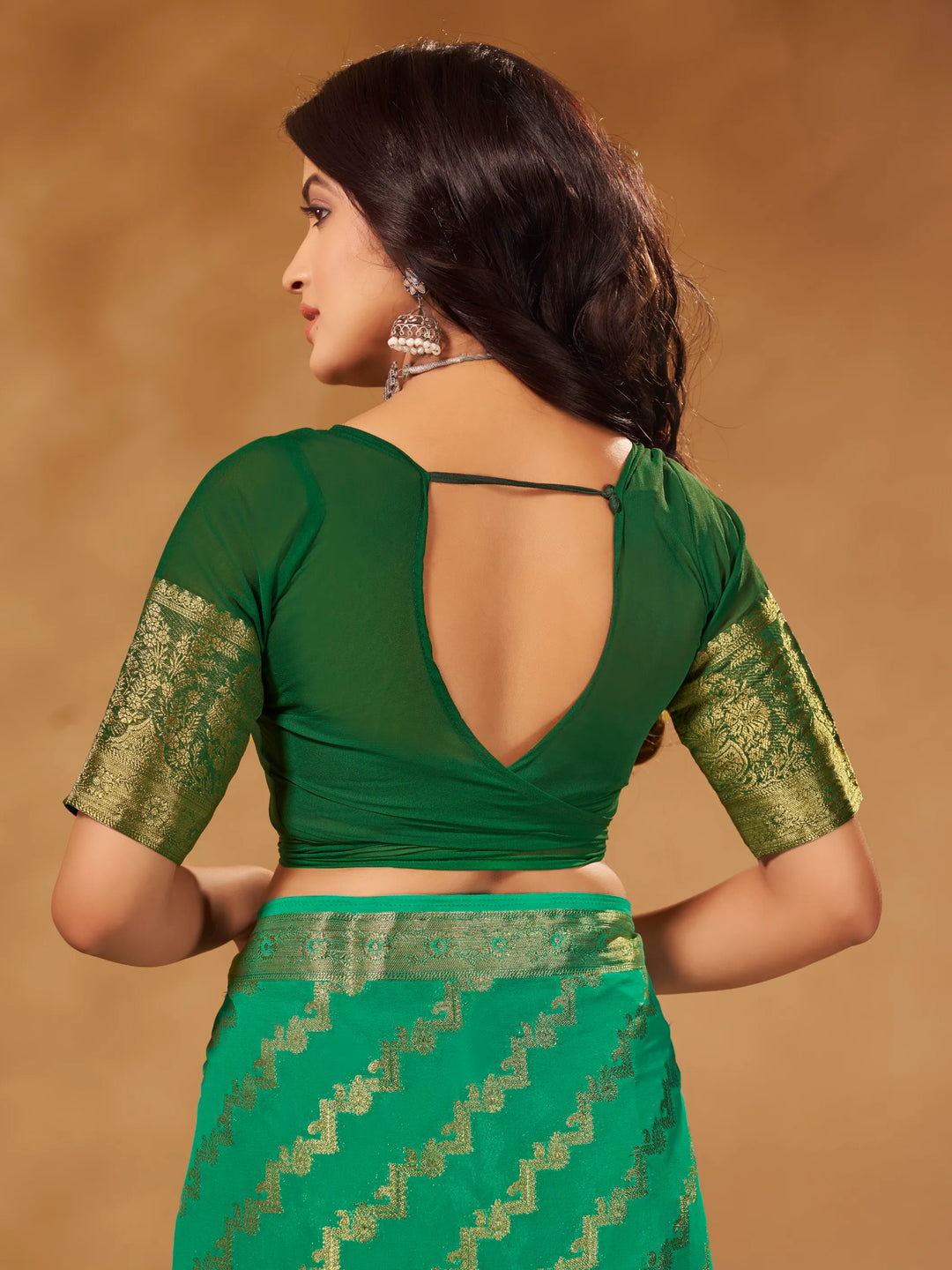 Anchal 3 Sea Green pure viscose saree