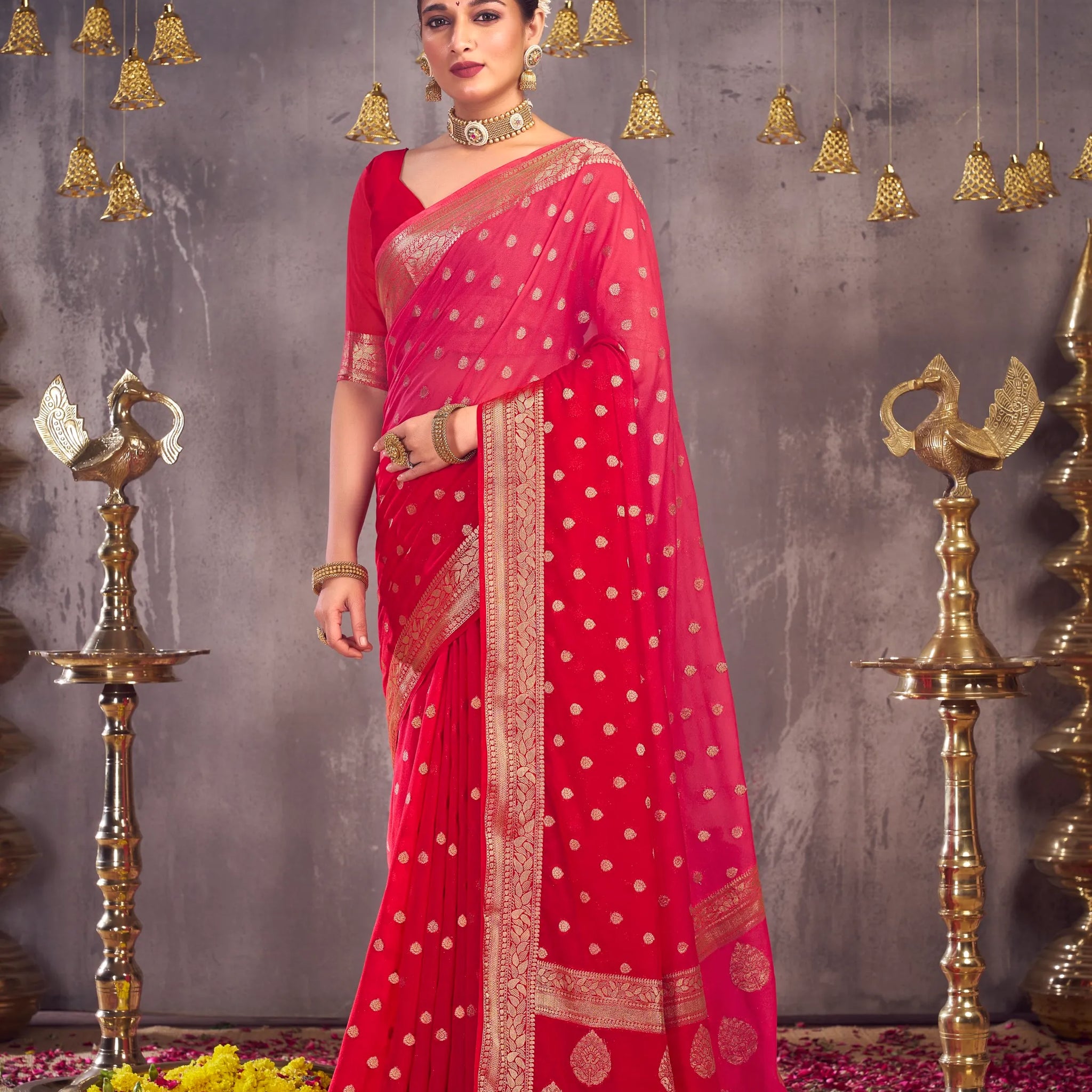 Sonapari 2 pink pure viscose saree