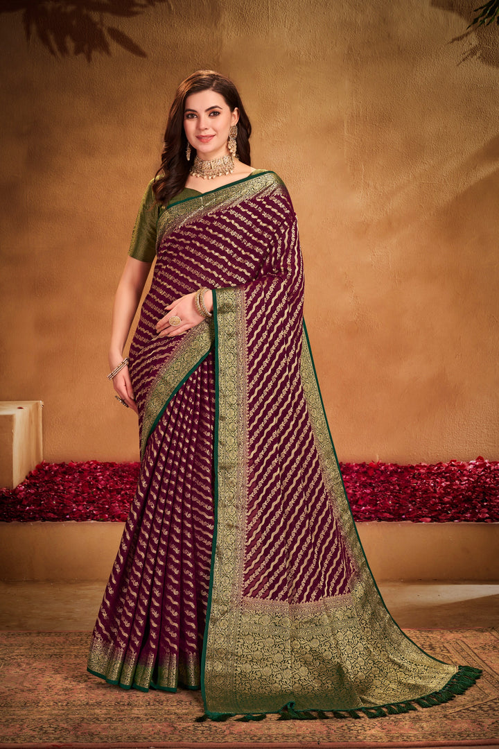 Garima 2 Wine Viscose Saree