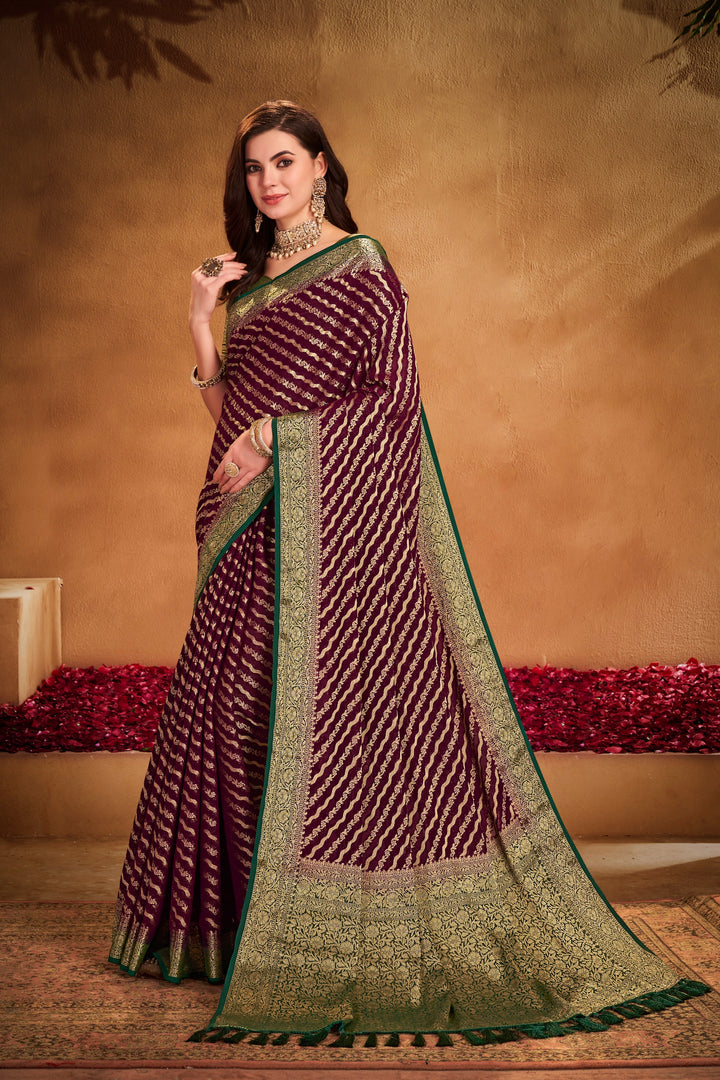 Garima 2 Wine Viscose Saree